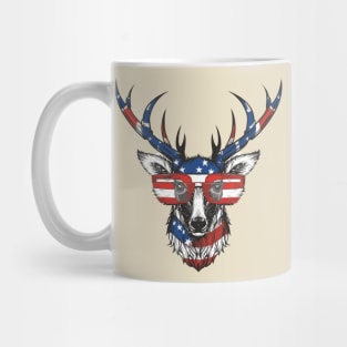American flag  Deer with glasses Mug